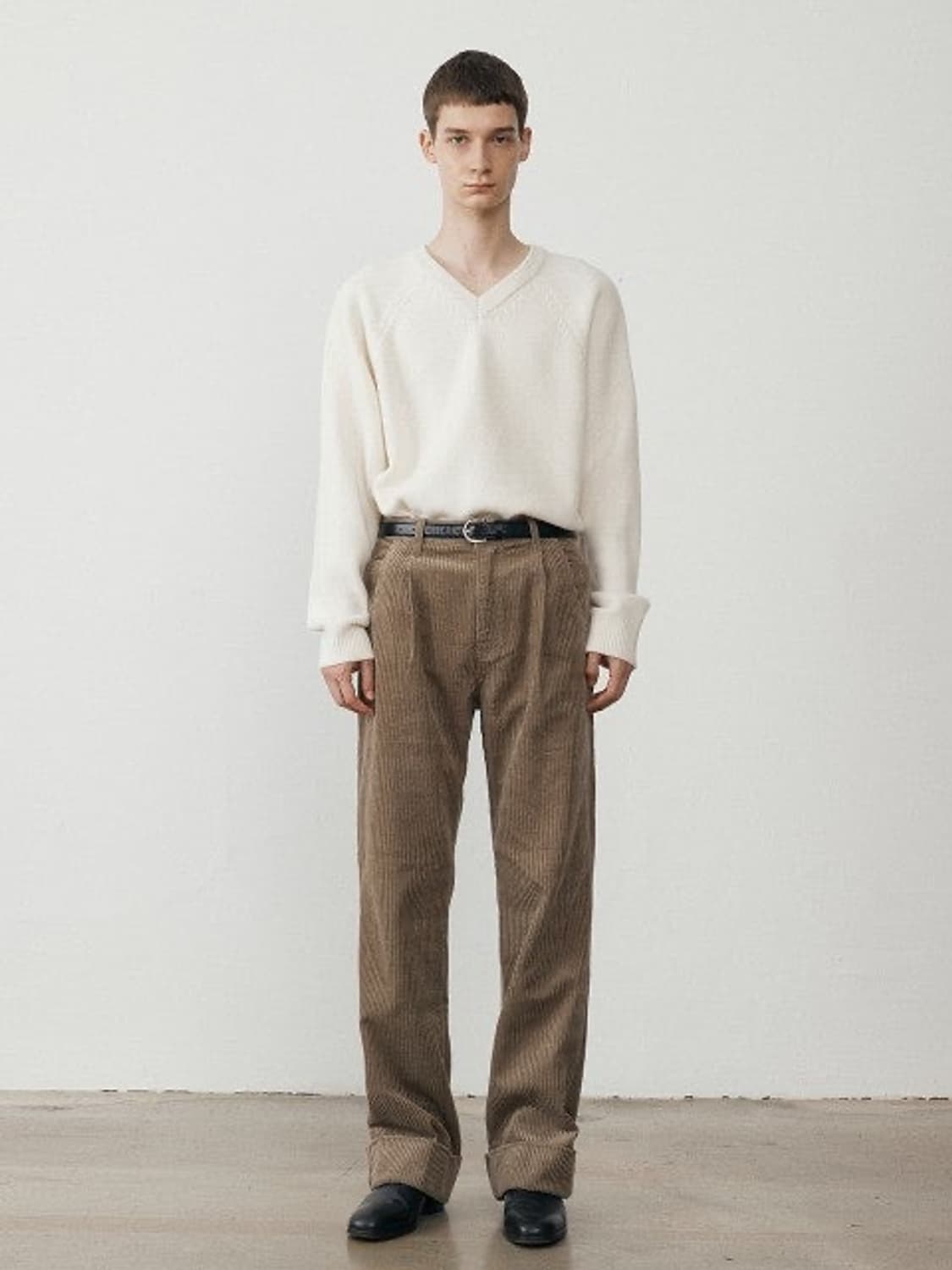 던스트 헤비 코듀로이 턴업 와이드 팬츠 샌드 베이지 상품이미지1