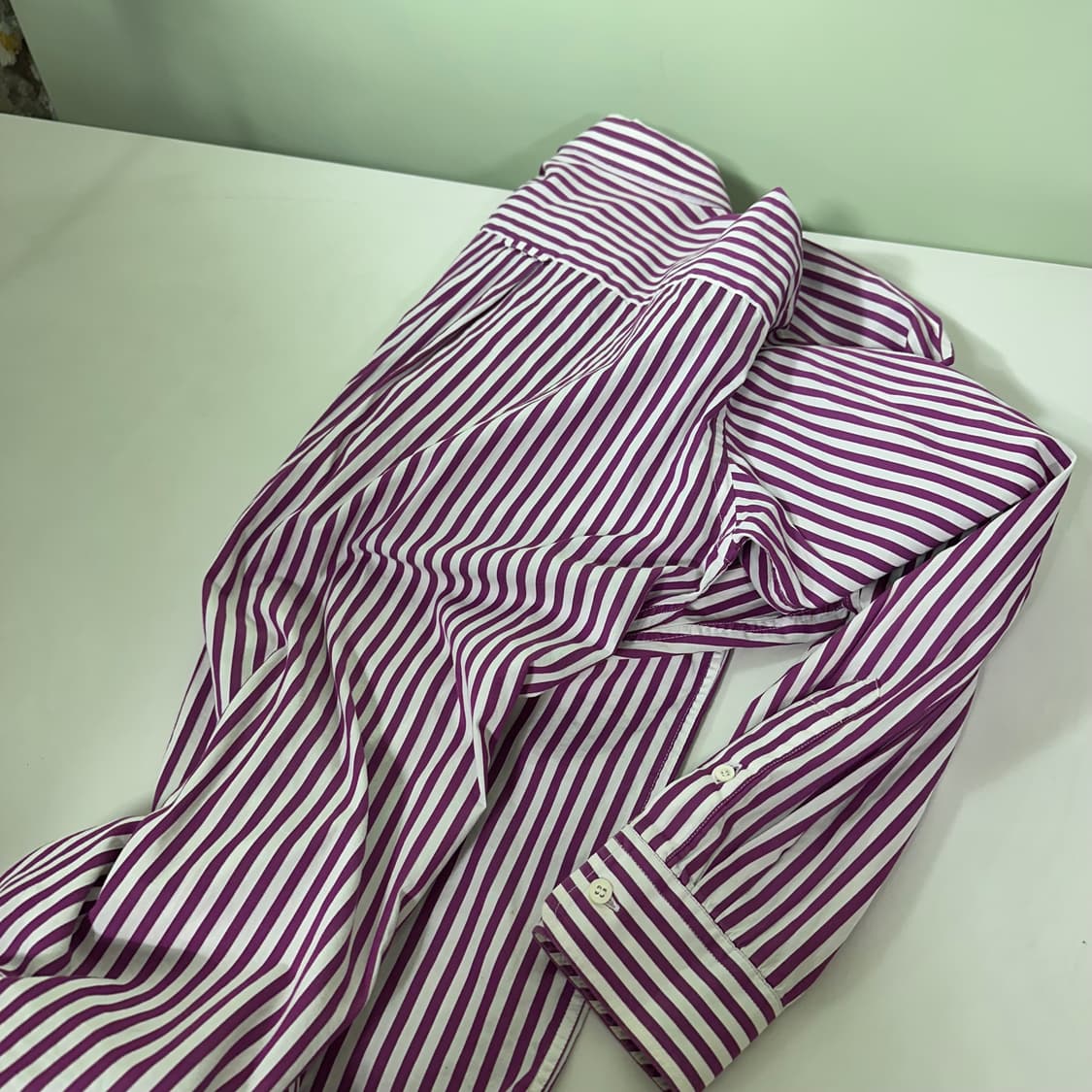 100 L 라코스테 원포켓 스몰로고 스트라이프 셔츠 남방 상품이미지6