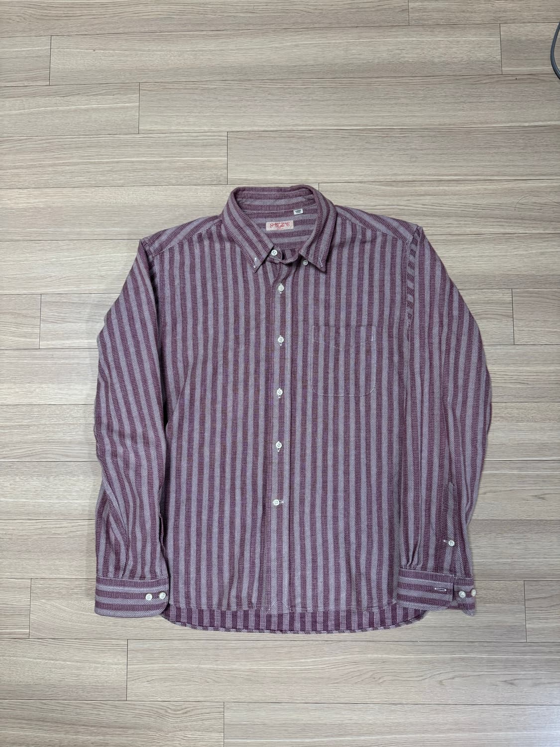 슈가케인 라이트 빈티지 텍스처 스트라이프 셔츠 L  상품이미지1