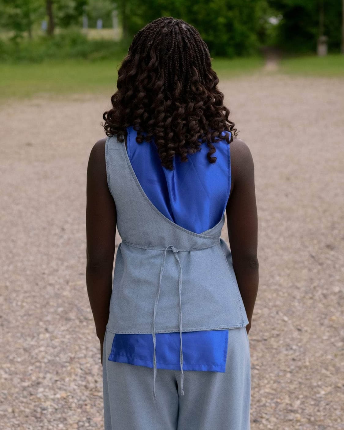 [XS,S,M,L]베이스레인지 Eye 원 숄더 탑/라이트 블루 워시 상품이미지3