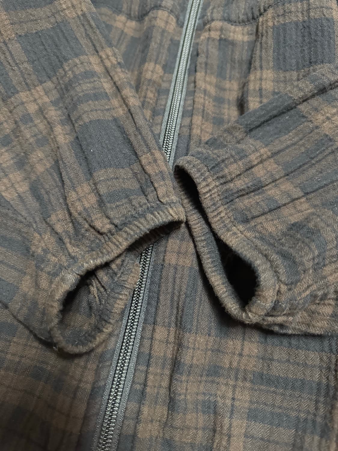 폴리테루 휴먼인덱스 휴먼 체크 후디 파카 브라운 상품이미지6