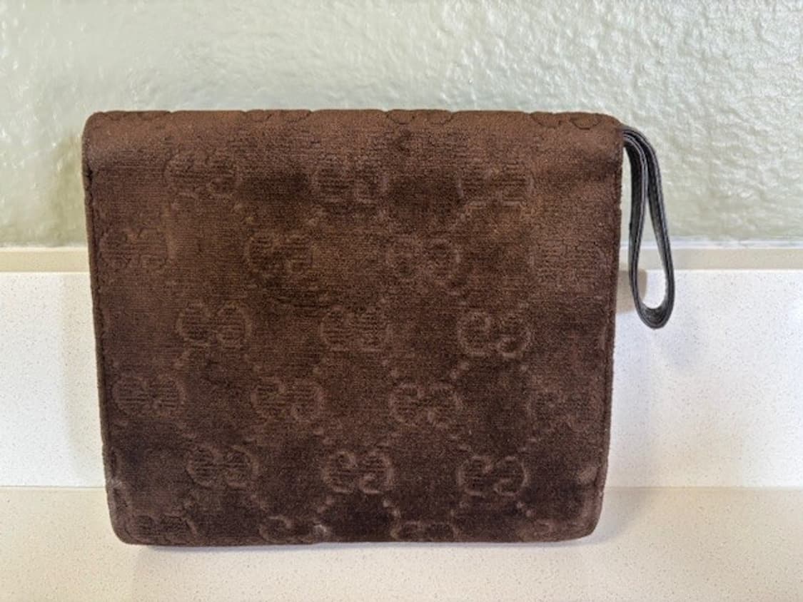 70s 구찌 빈티지 벨벳 GG 호스빗 클러치백 브라운 상품이미지6
