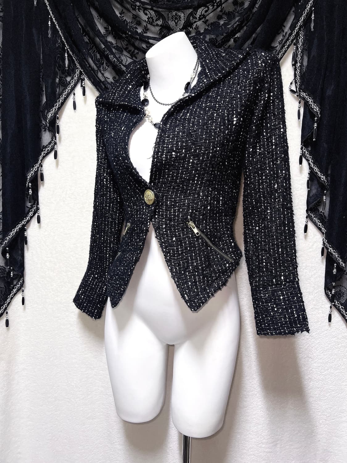 d.i.a 다이아 오네갸루 히메 고스펑크 고딕 트위드 금장 버튼 자켓 상품이미지4