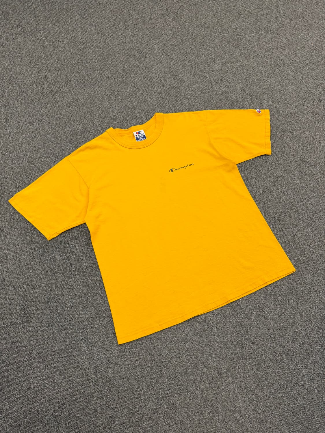 M) 챔피온 빈티지 베이직 옐로우 반팔 티셔츠 상품이미지1