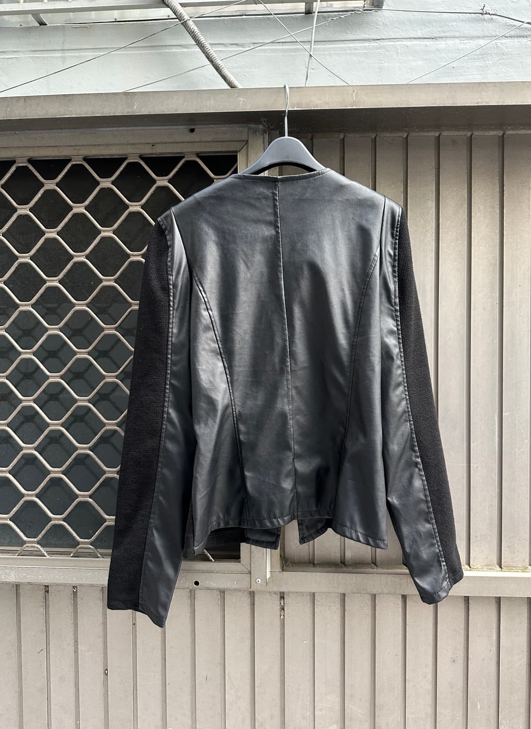 Black panel leather zip up jacket 상품이미지8