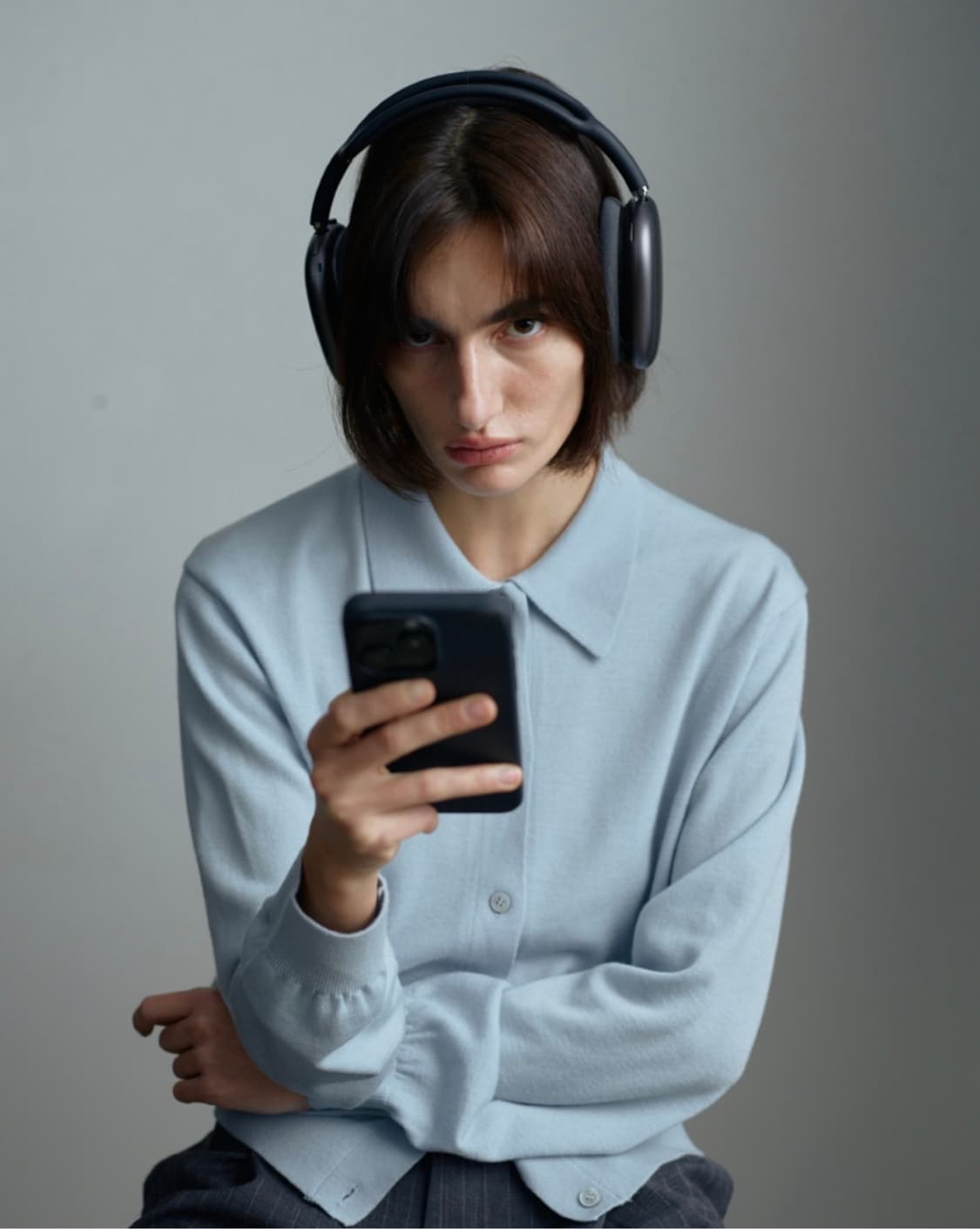 [M] 쿠어 메리노 울 폴로 가디건 위스피블루 상품이미지2