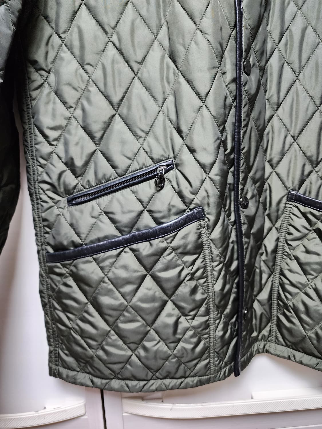 (정품) 페라가모 레더 파이핑 퀼팅 자켓 누빔자켓 XL 50 상품이미지3