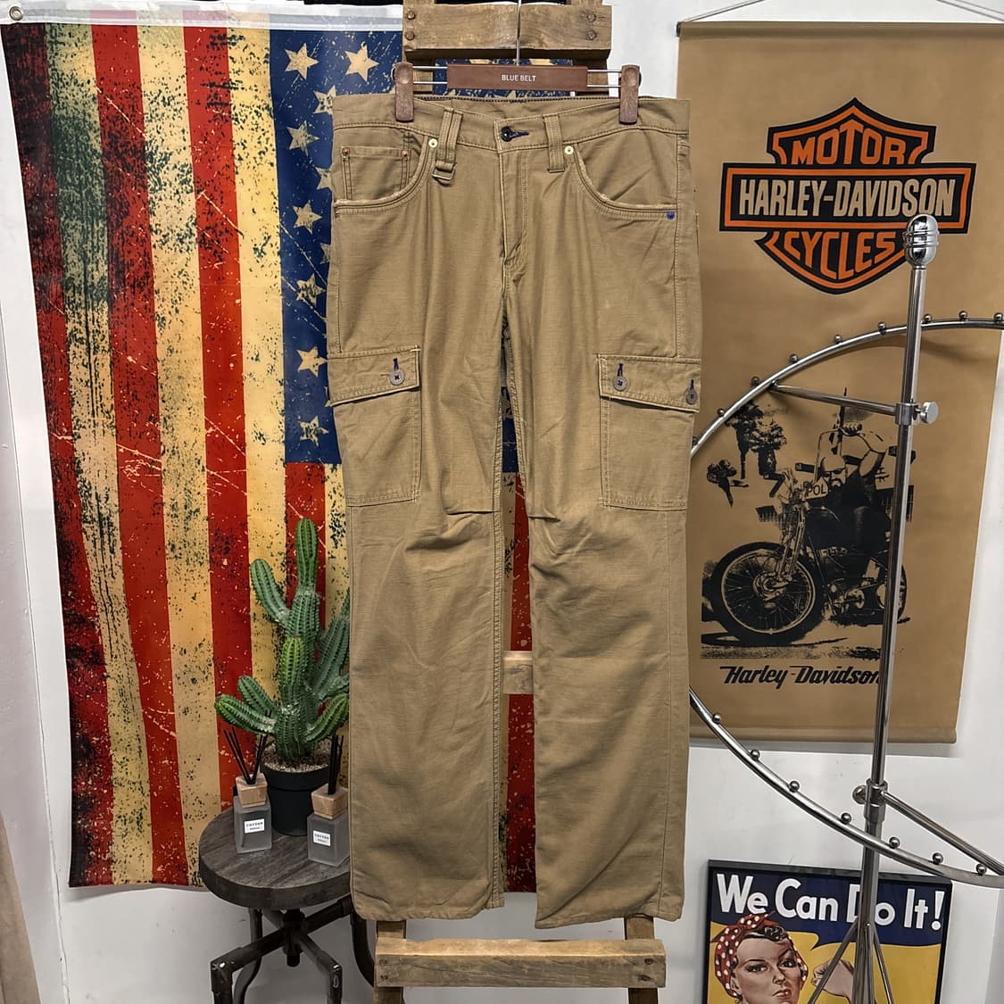 00s 리바이스 재팬라인 퍼플스티치 카고 데님팬츠 메탈버튼 N758 상품이미지1