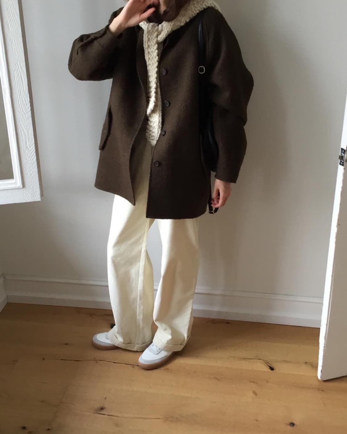 오버테이크 하이넥 알파카 부클 핸드메이드 코트 (네이비) 상품이미지6