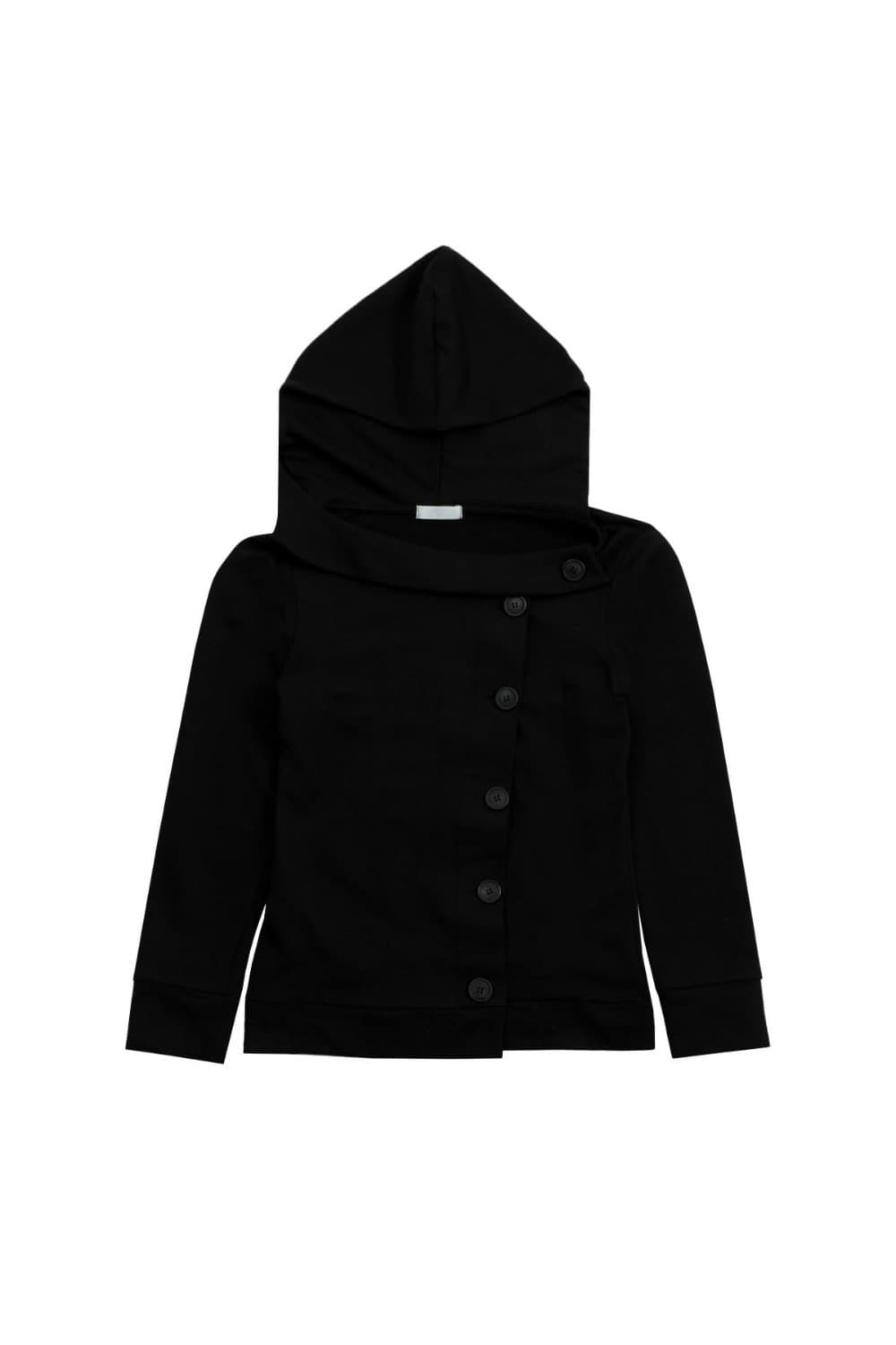 오스하이 Spring-Neck Button Hood Black 상품이미지1