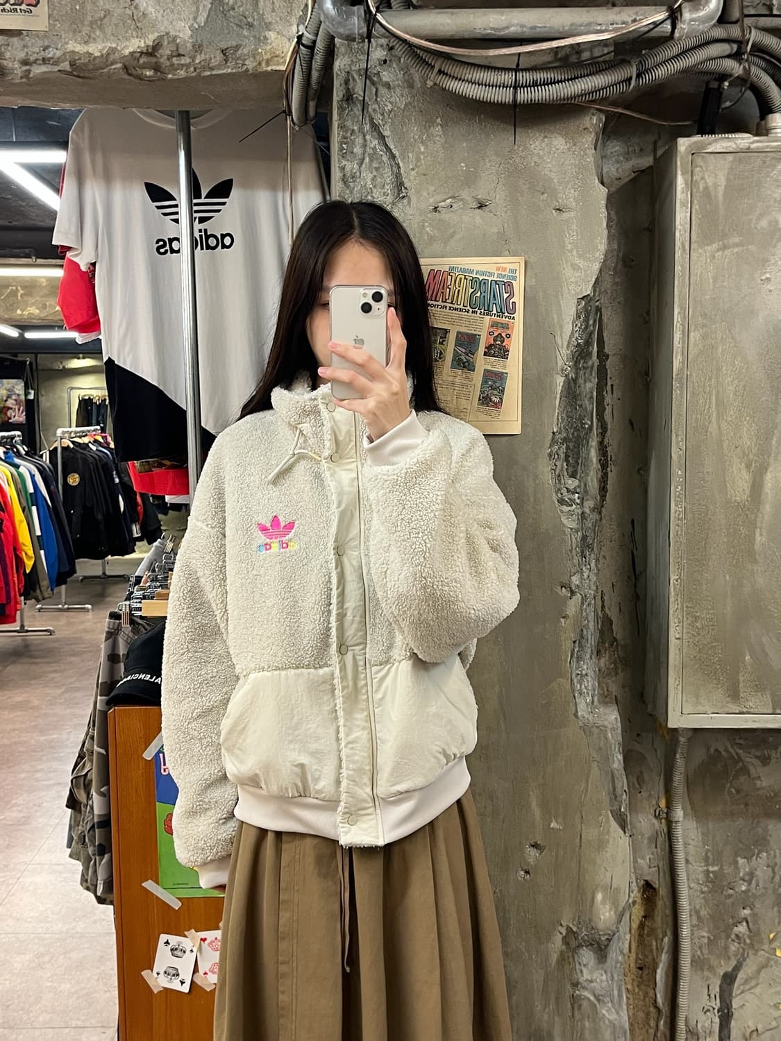 아디다스 양털 점퍼 아이보리 M #csz1077 상품이미지2