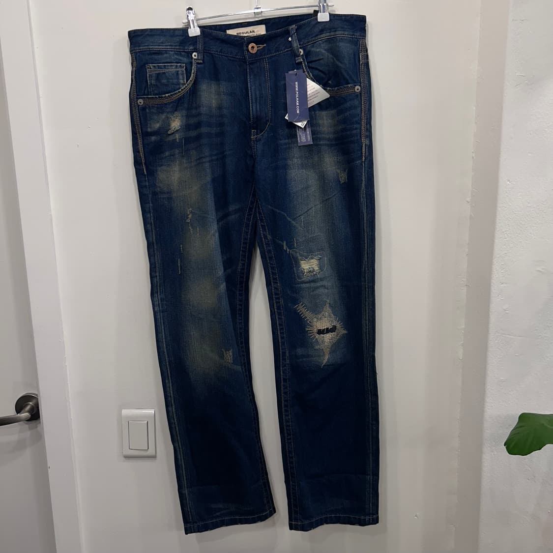 폴햄 와이드핏 샌드워싱 데미지 데님팬츠 상품이미지2
