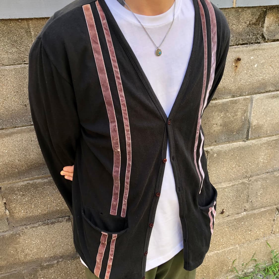 Beams velvet striped cardigan 상품이미지2