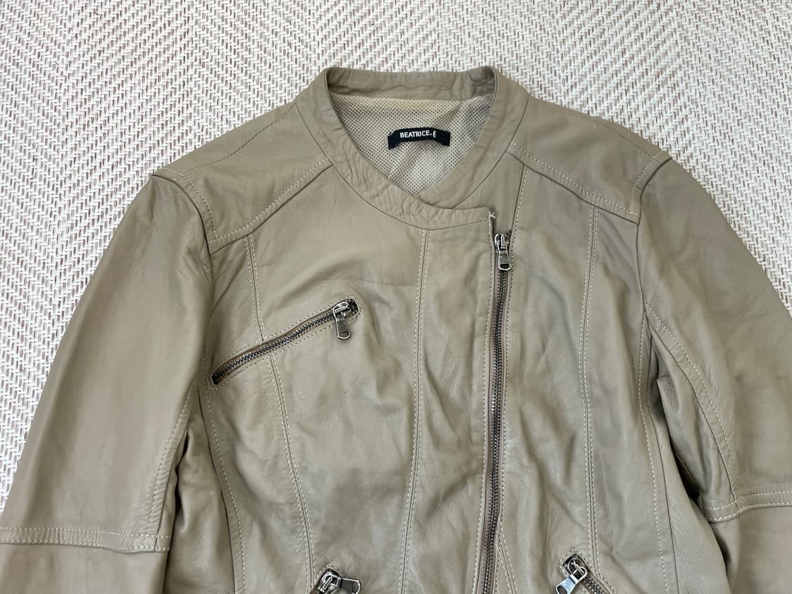 베아트리스 이태리 사선 집업 레더 재킷 y2k goa J03927 상품이미지4