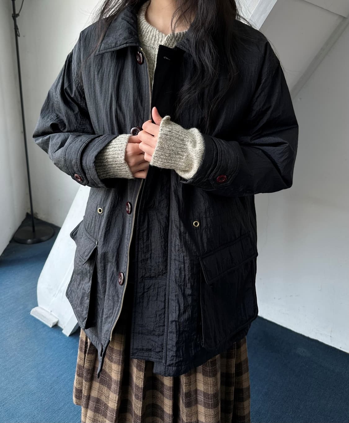  Padded design single collar easy coat 상품이미지6