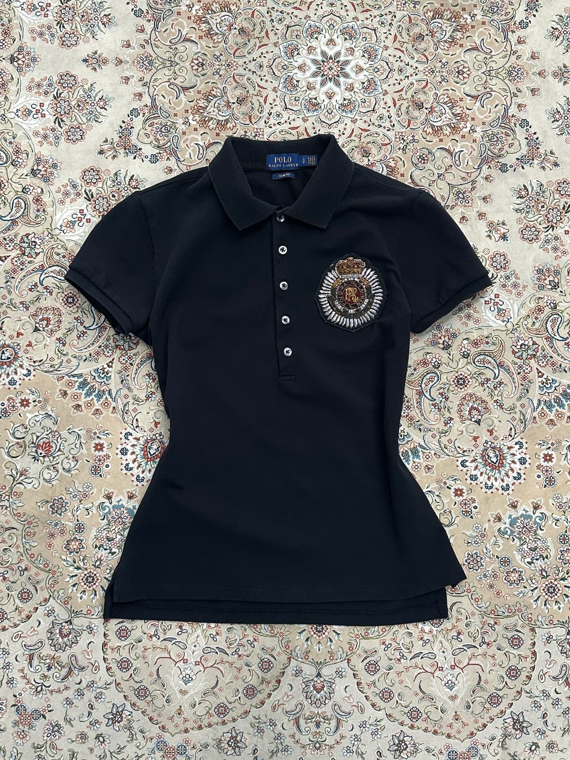 폴로 랄프로렌 블랙 슬림핏 빅로고 카라티  상품이미지1