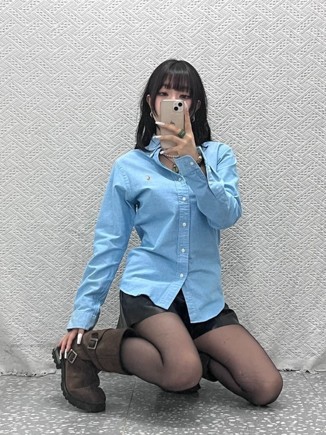 폴로 랄프로렌 빈티지 캐주얼 슬림핏 스카이블루 셔츠 S C11017 상품이미지1