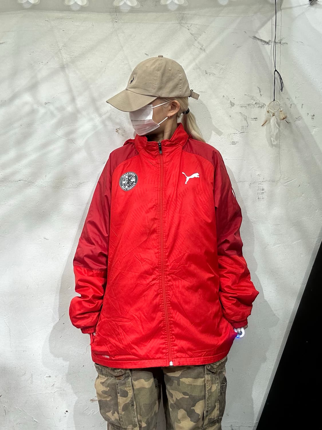 푸마 레드 축구팀 후드 바람막이 올드스쿨 오버핏 트랙 자켓 XXL 상품이미지2