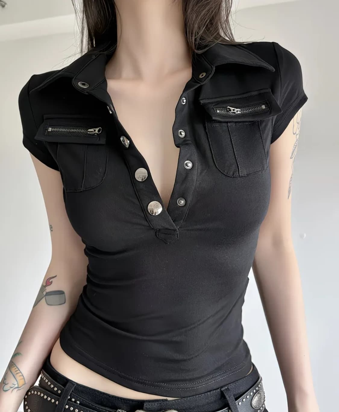 긱시크 카라 반팔 슬림핏 반팔티 y2k 상품이미지2