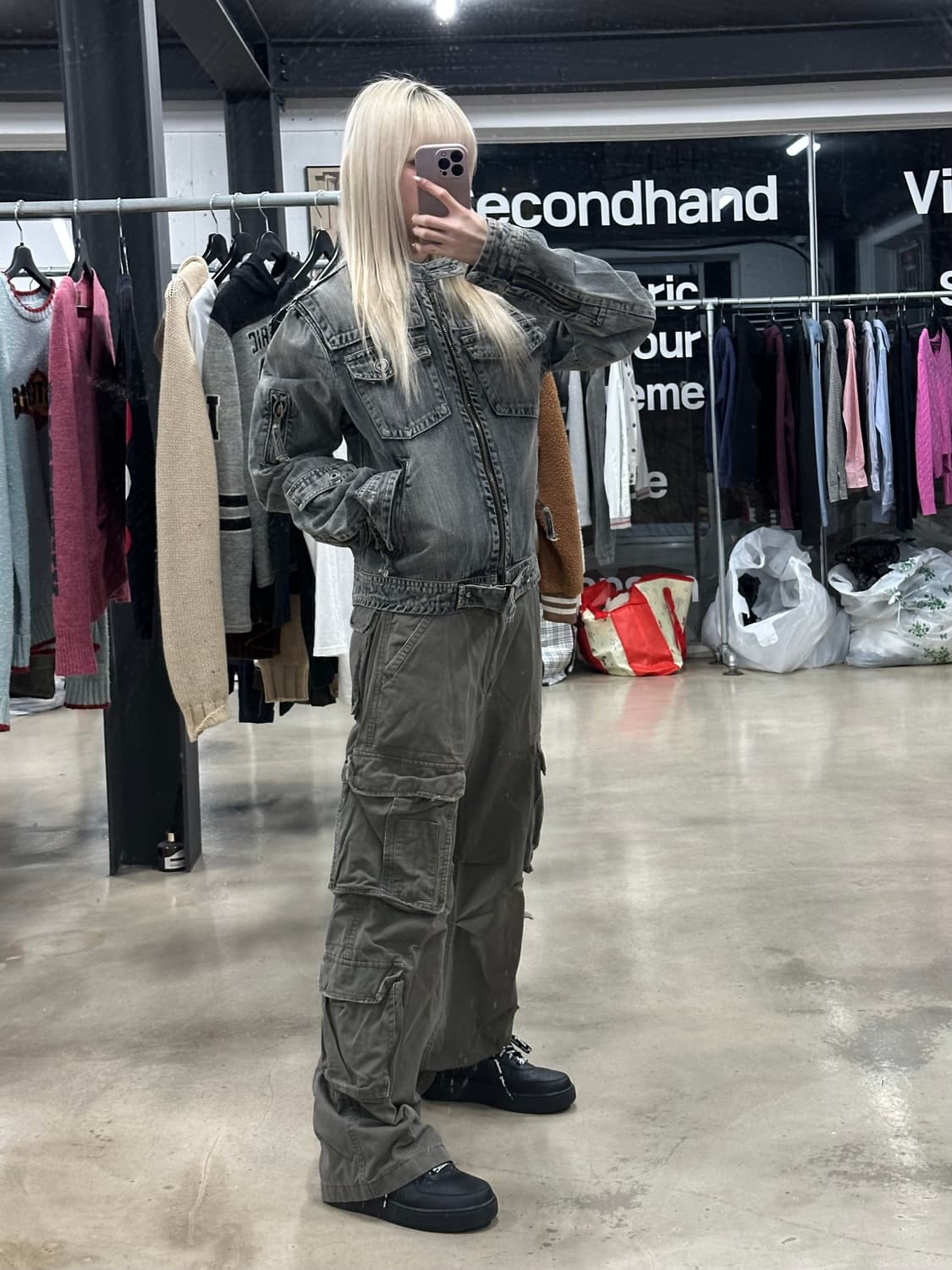 VTG Y2K 그런지 넥버클 데님 바이커 자켓 상품이미지4