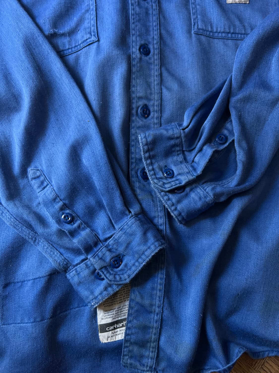 [2XL]칼하트FR USA 빈티지 페이딩 잉크블루 워크 셔츠 상품이미지6