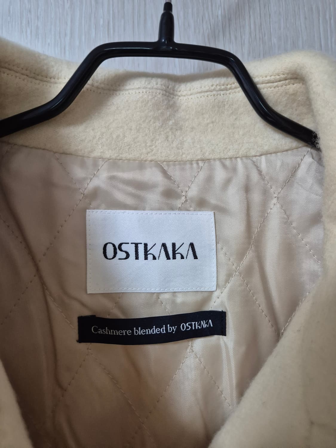 (새제품) 오스트카카 캐시미어 울 블랜드 싱글 하프 코트 버터 상품이미지7