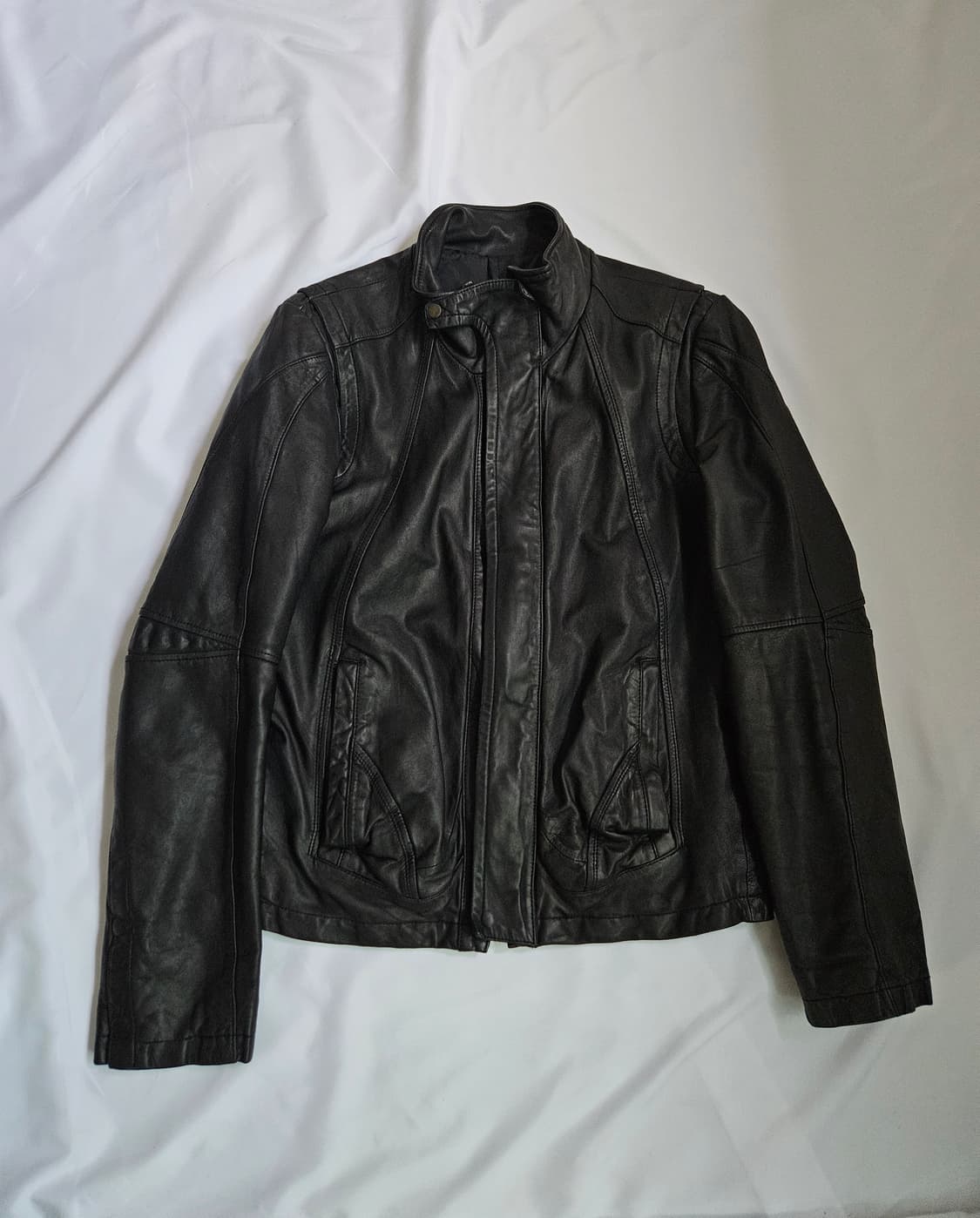 Lambskin 리얼레더 양가죽 하이넥 바이커 레더자켓 빈티지 95 상품이미지1