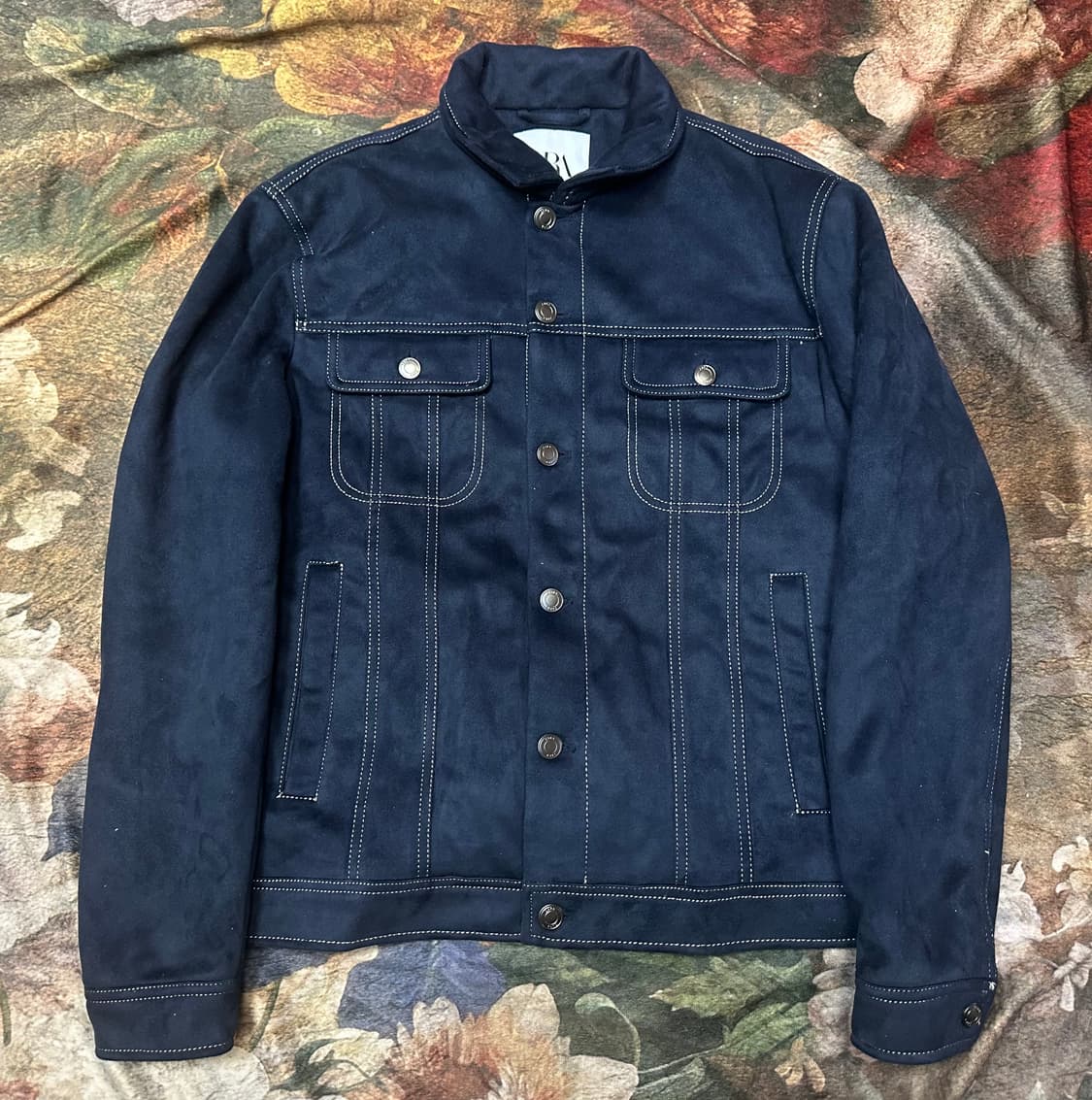 자라 빈티지 스티치 네이비스웨이드자켓 S 상품이미지1