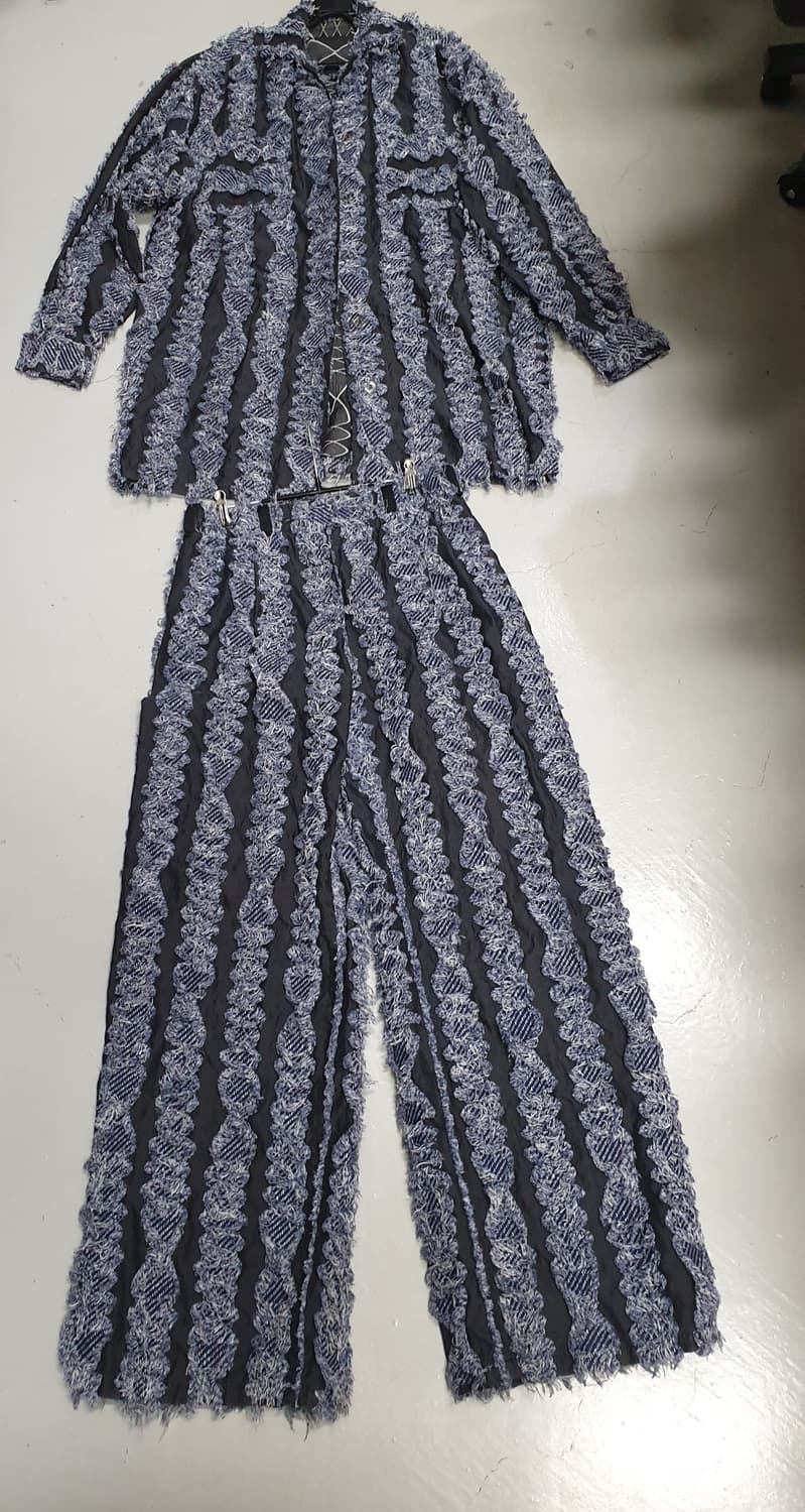 데님프린지 패턴 셔츠 & 바지 세트 상품이미지2