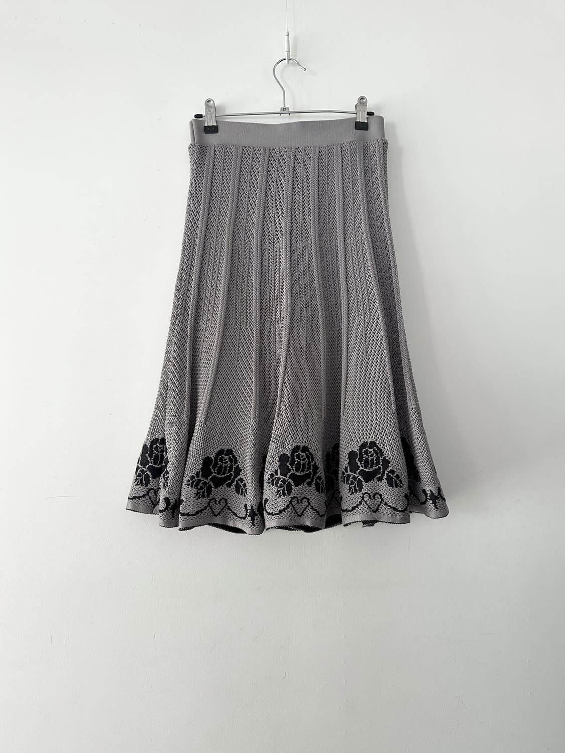 Flower knit flare skirt / mint grey 상품이미지4