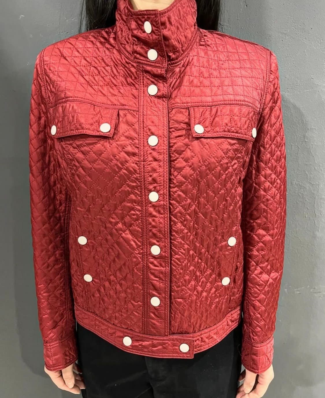 큐프라 스냅 버튼 디테일 퀼팅 블루종 타입 재킷 상품이미지1