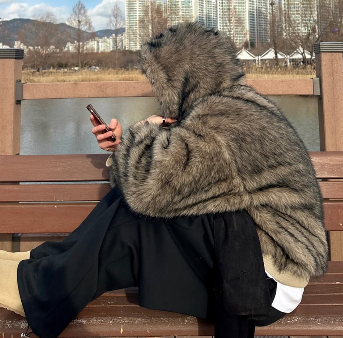 울프 퍼 투웨이 집업 후드 자켓 상품이미지9