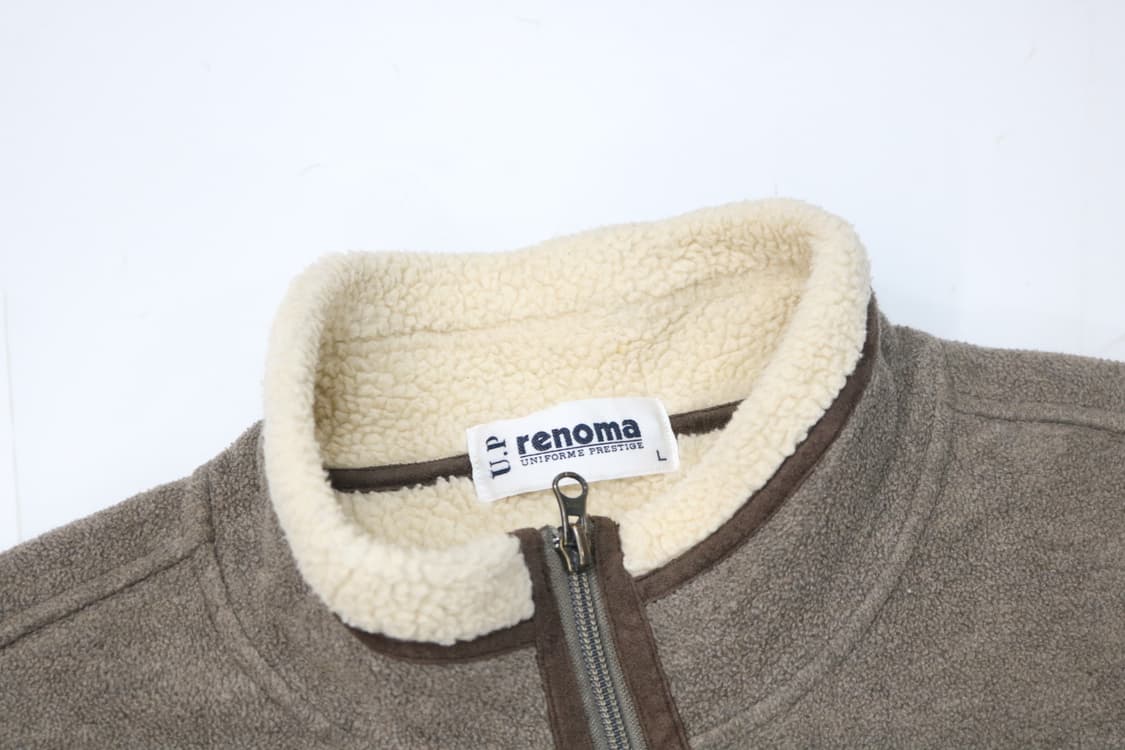 레노마 넥라인 양털 보아 퍼 배색 플리스 자켓 상품이미지4