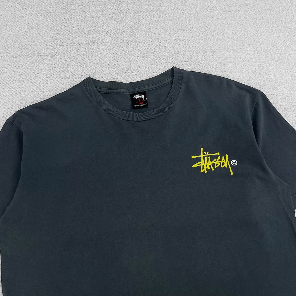 스투시 Stussy 00s 베이직 로고 반팔 티셔츠 피그먼트 그레이 상품이미지4