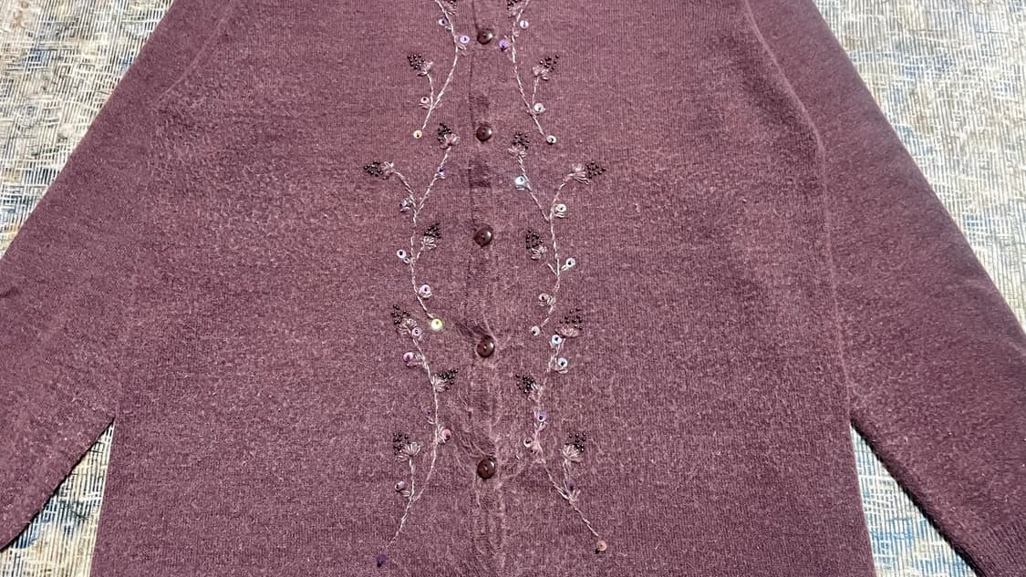 JPN 90s 일본 빈티지 y2k 모리걸 플라워 자수 비즈 디테일 가디건 상품이미지6