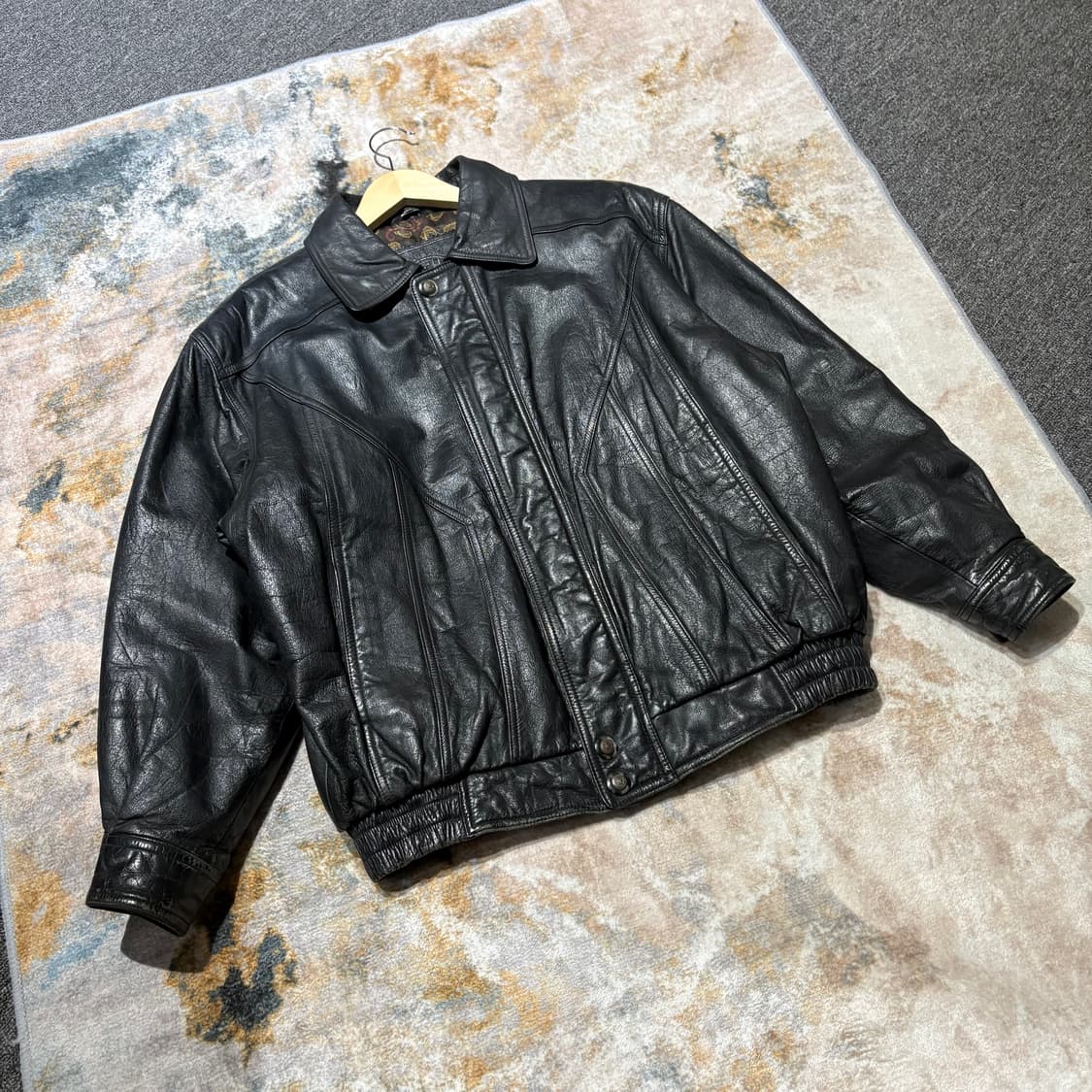 90s빈티지 소가죽 무스탕 봄버 자켓 상품이미지1