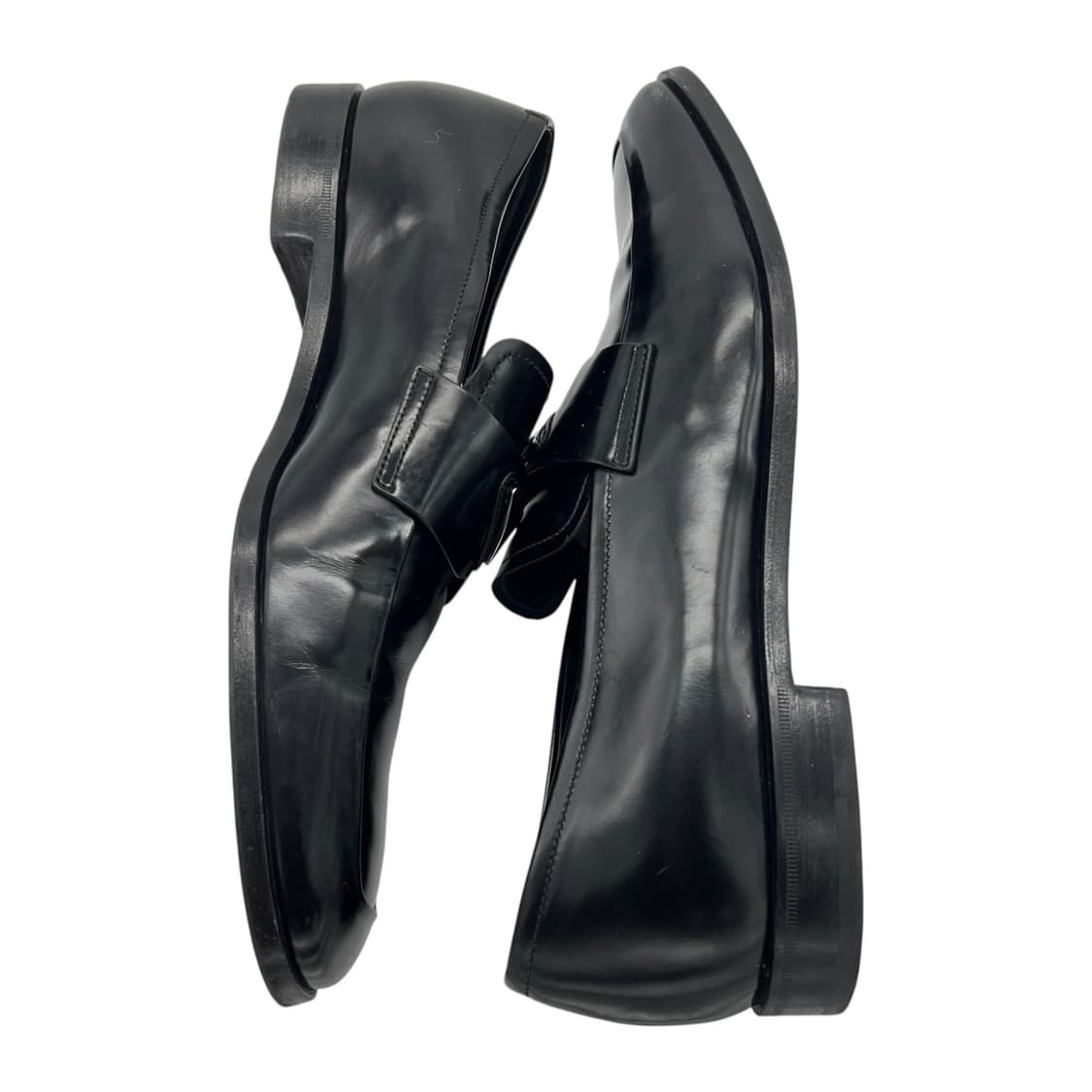 280 프라다 트라이앵글 로고 브러시드 레더 로퍼 블랙 (UK9) 상품이미지3