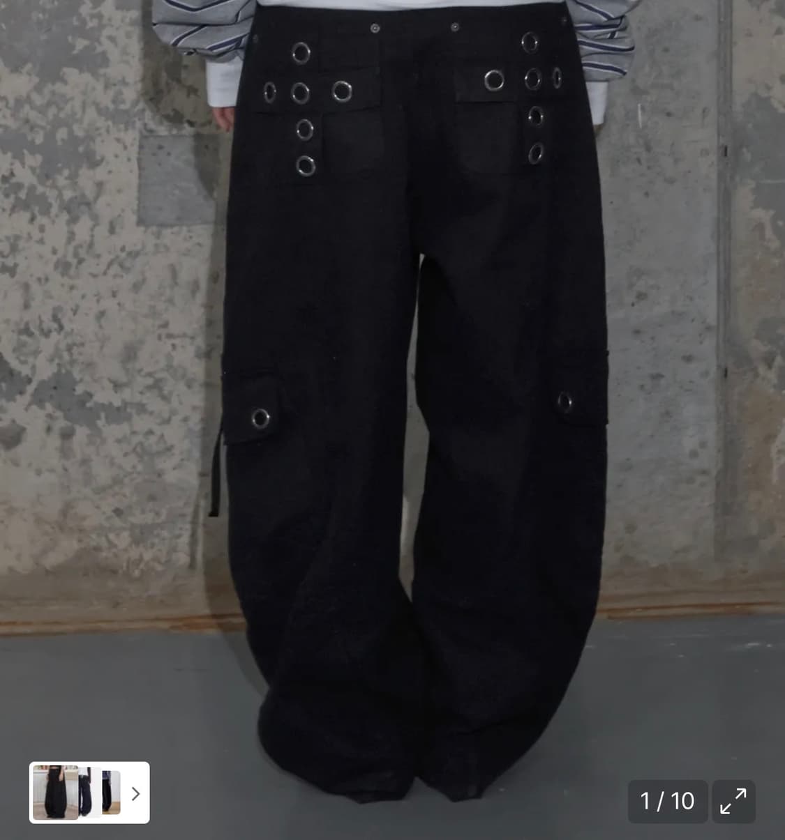 팬시클럽 크로스 포켓 카고 팬츠 블랙 상품이미지1