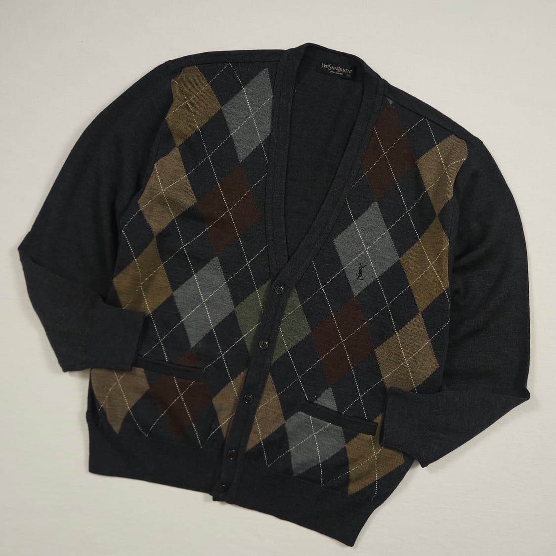 L(100) 입생로랑 아가일 울 가디건 상품이미지2