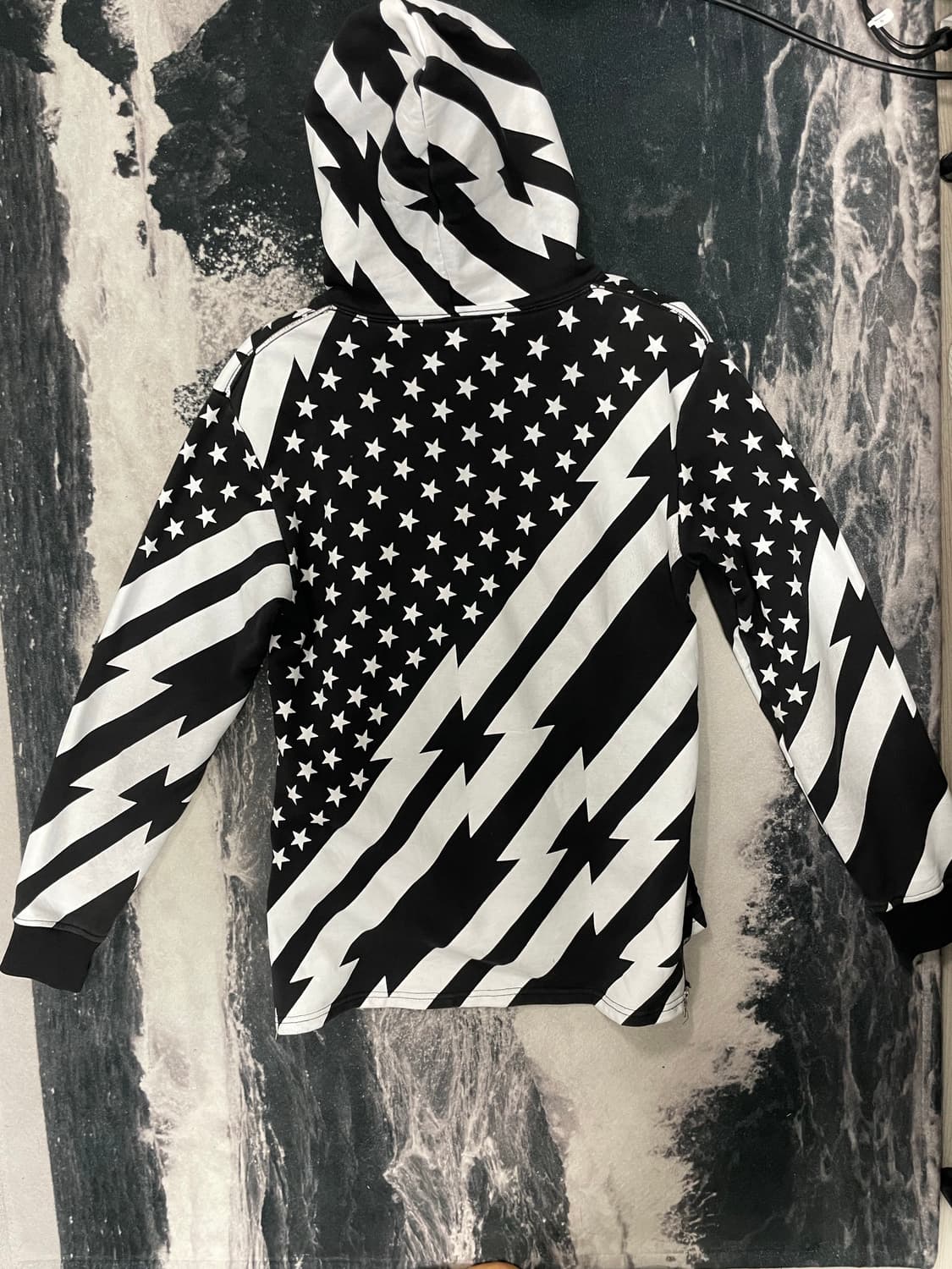 빈티지 성조기 흑백 사이드 지퍼 후드티 상품이미지3