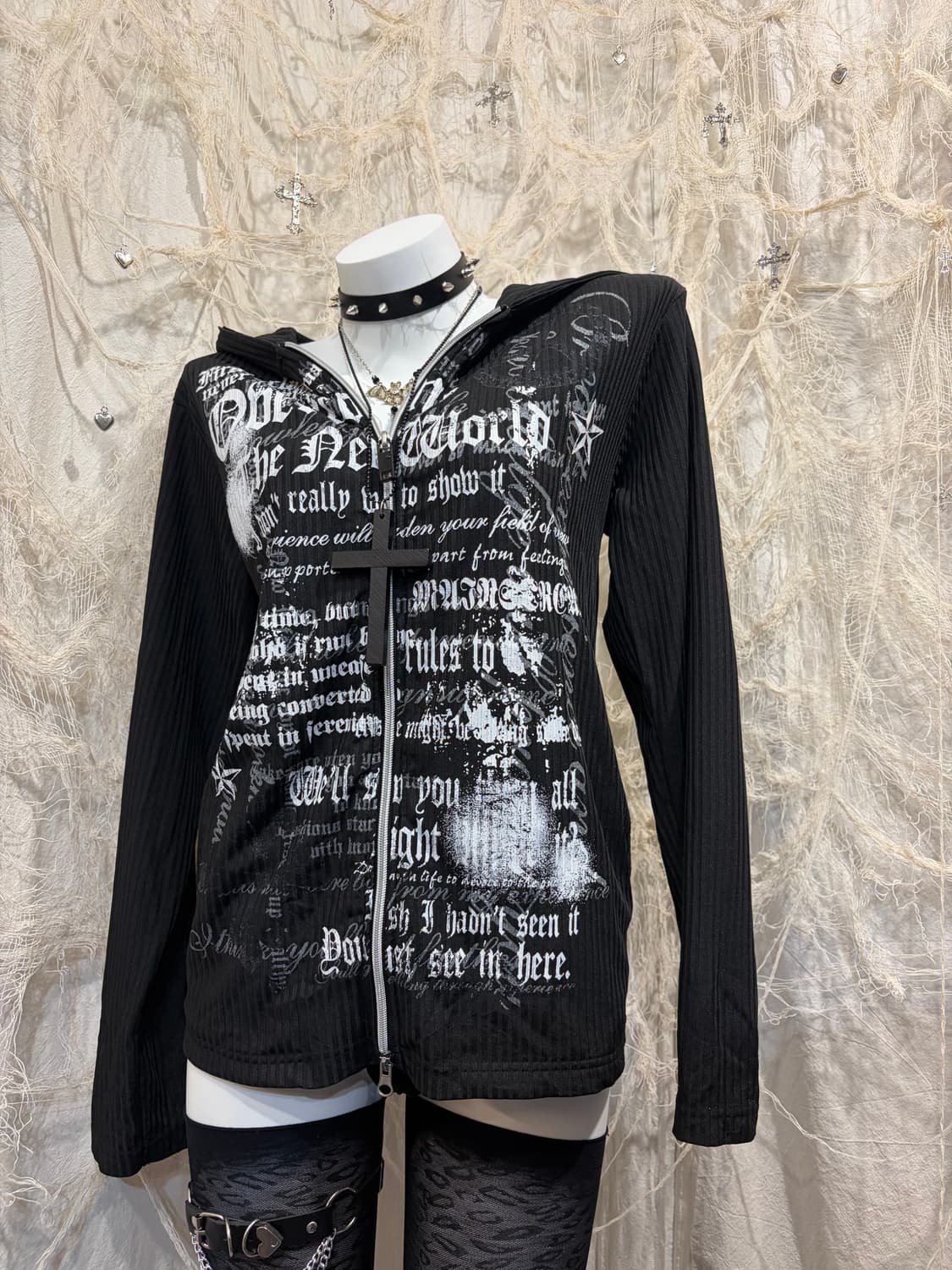 Punk Glitter lettering hoodie zip up 상품이미지6