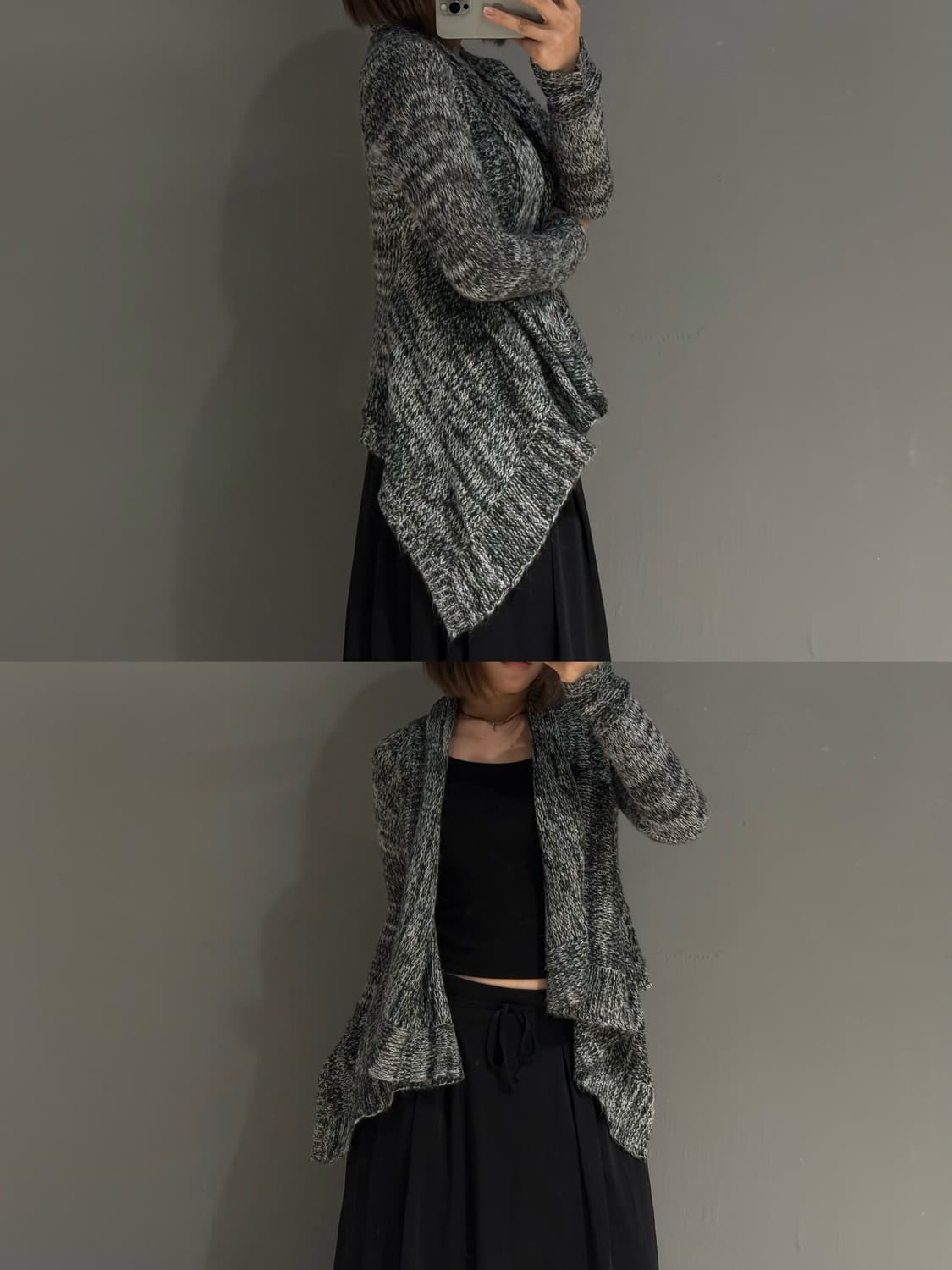 drape collar heather knit cardigan 상품이미지1