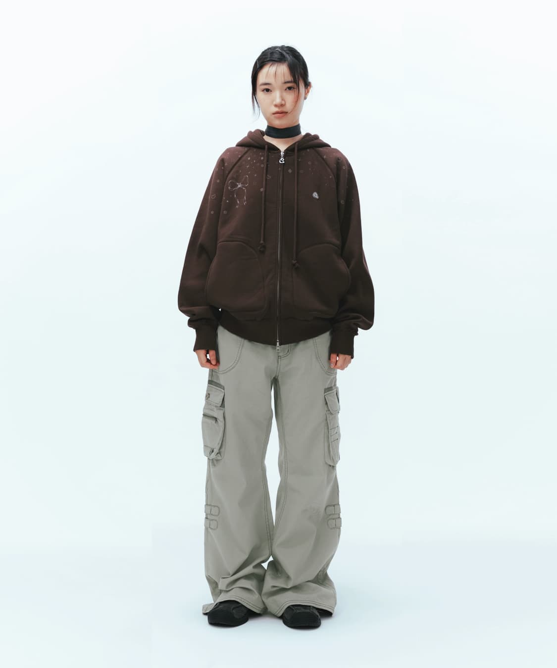 코이세이오 TWINKLE HOOD ZIP-UP DARK BROWN 상품이미지1