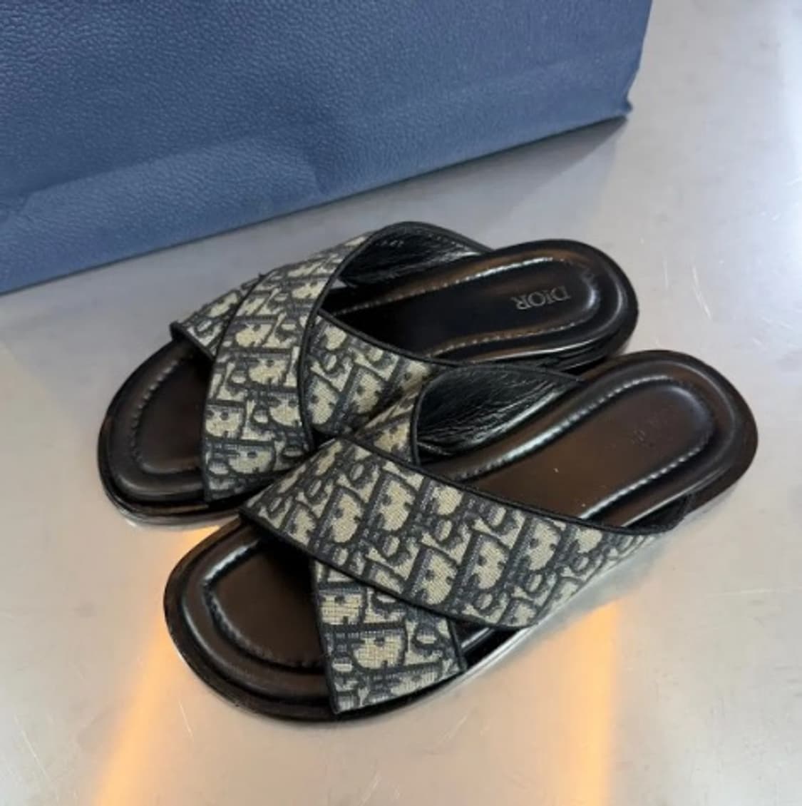 [정품] 디올 프리미엄 자카드 오블리크 샌들 레더 슬리퍼 280 상품이미지1