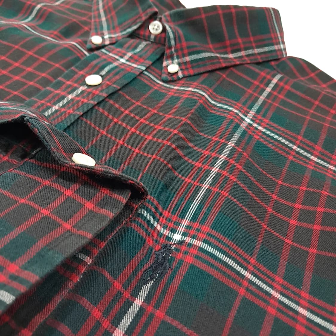 CL685 XL 폴로 90s 타탄체크 레드 오버 그린 셔츠 남방 상품이미지4