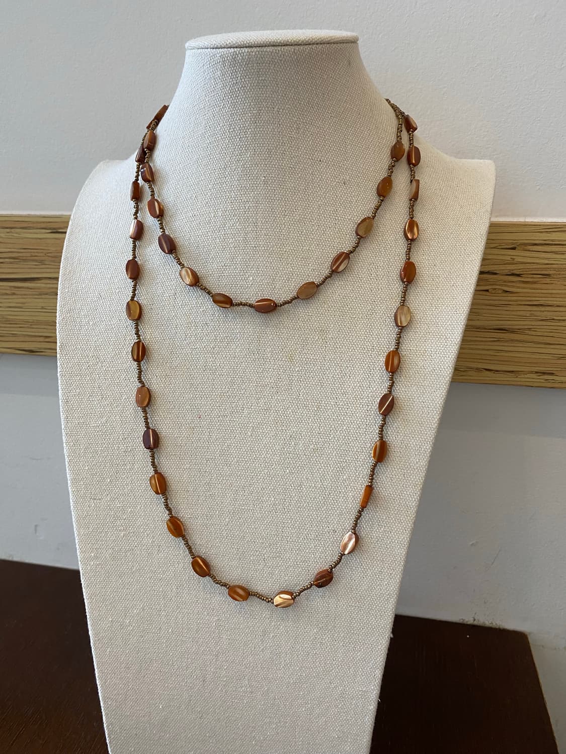 빈티지 브라운 비즈 롱 목걸이 레이어드 y2k 상품이미지2