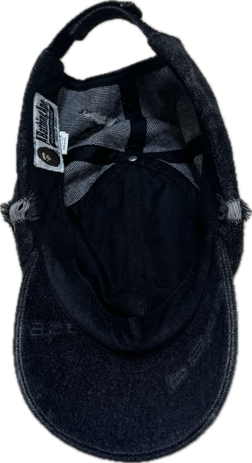 베이프 Denim Distressed Logo Cap Black 상품이미지3