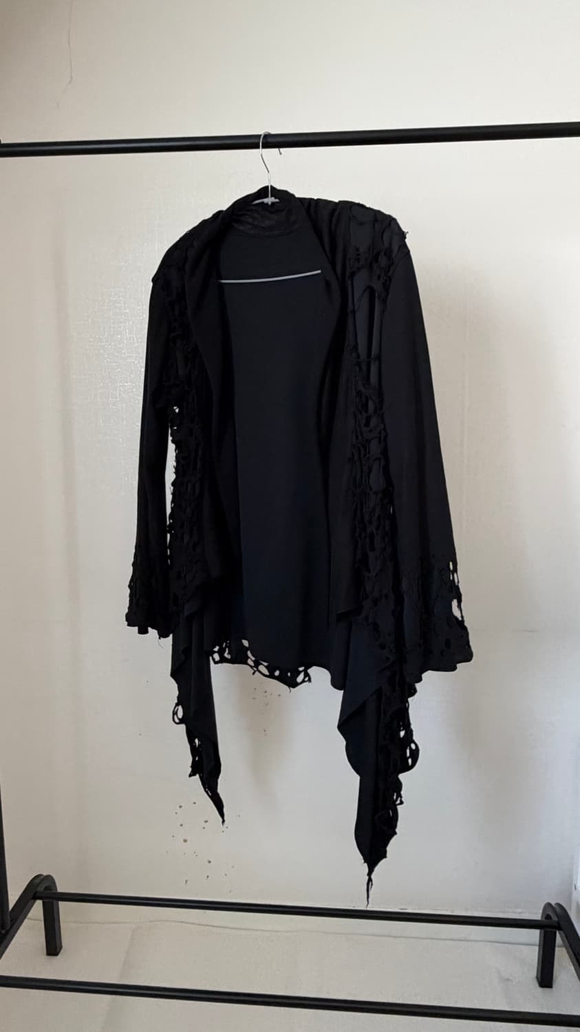 V kei Black distressed Drap cardigan 상품이미지2
