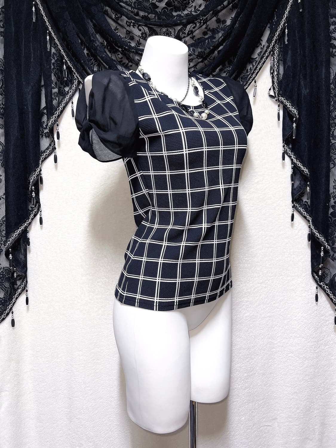 세실맥비 로맨틱갸루 백리본 숄더트임 로걀탑 오네 히메 러블리 핀터 반팔 상품이미지4