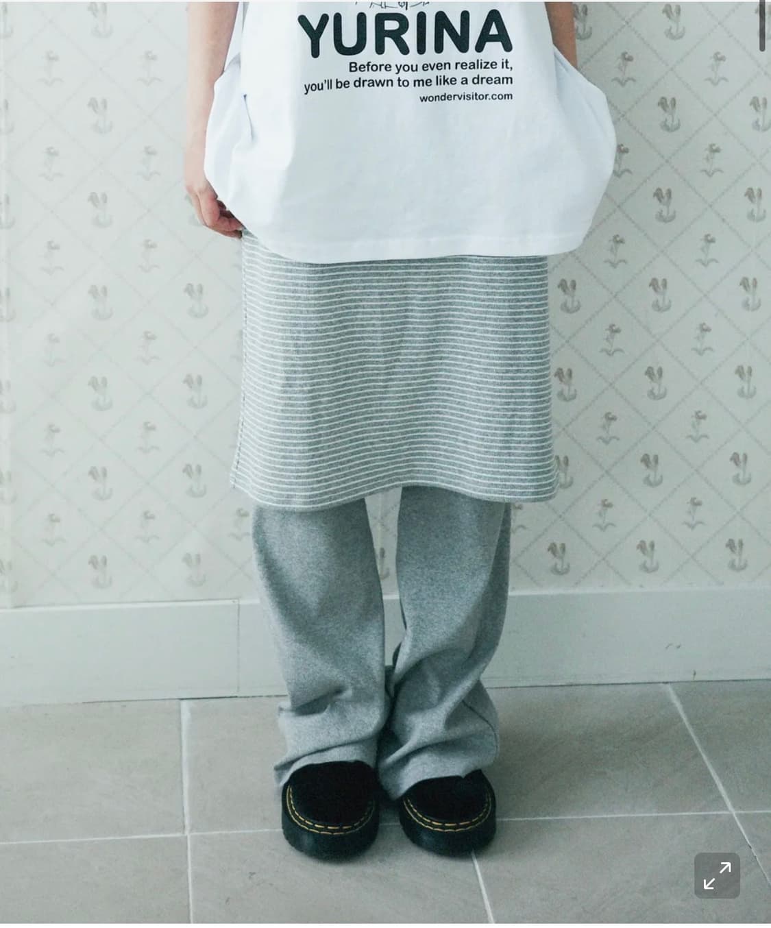 원더비지터 Stripe Skirt pants [Melange grey] 상품이미지1